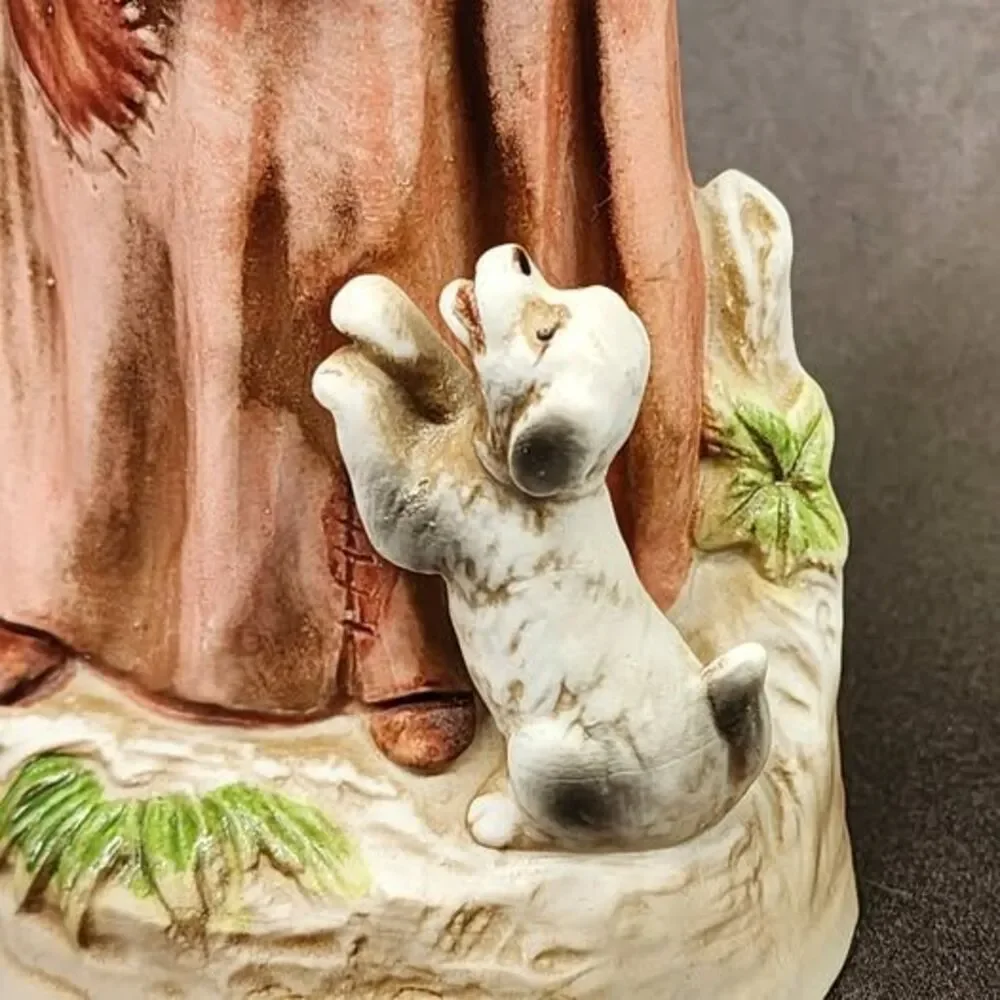 Homco Old Woman Fruit in Apron with Puppy vintage